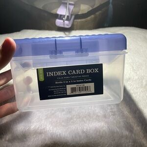 Index Card Box with Blue Lid